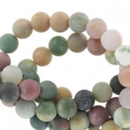 Natural stone beads round 6mm matte India agate